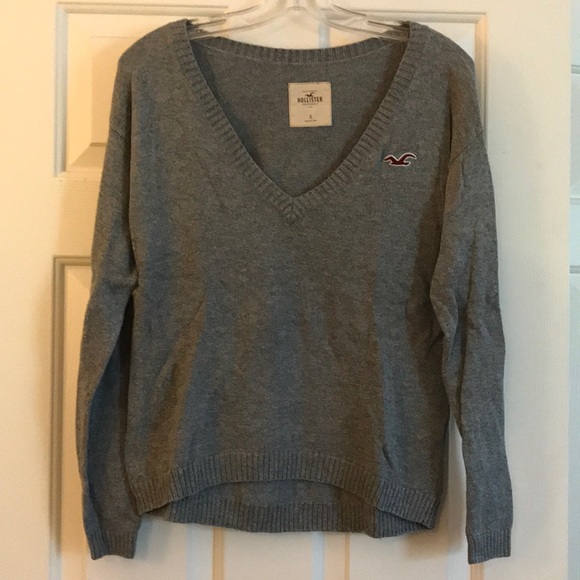 Gray/grey v-neck Hollister Sweater - Picture 1 of 1